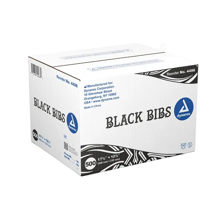 Dynarex Dental Bibs Black – 500pc Box