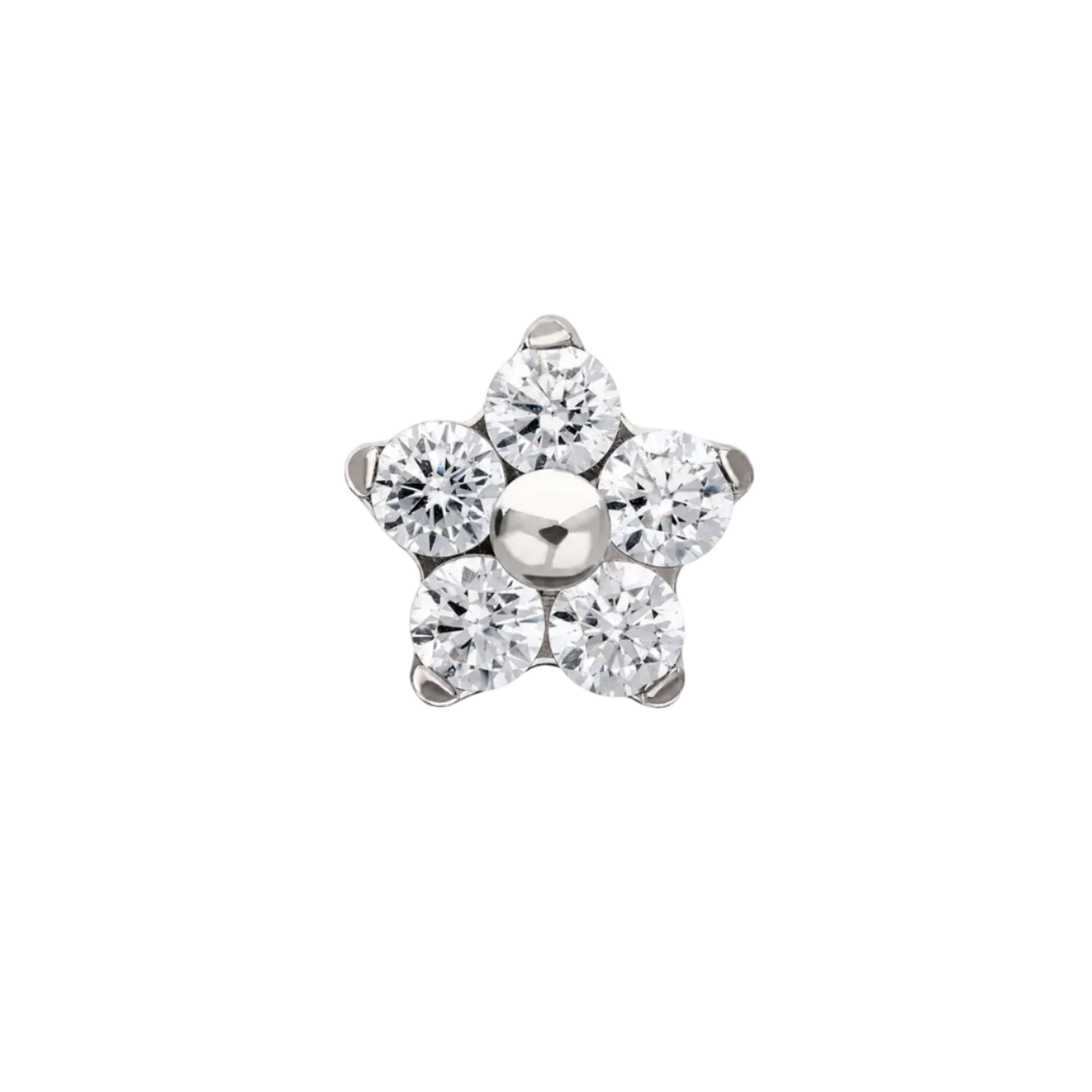 Titanium Threadless Prong Set Jeweled Flower Top