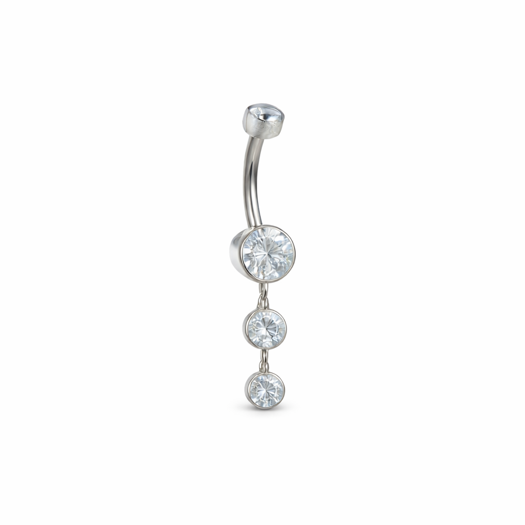 14G Titanium Internally Threaded Double Gem Dangling Navel