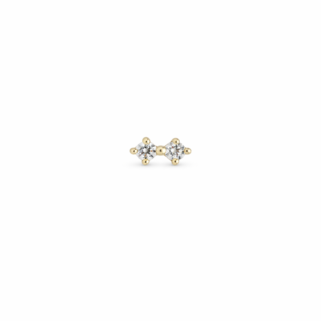 14K Gold Threadless Jeweled Top - Double prong
