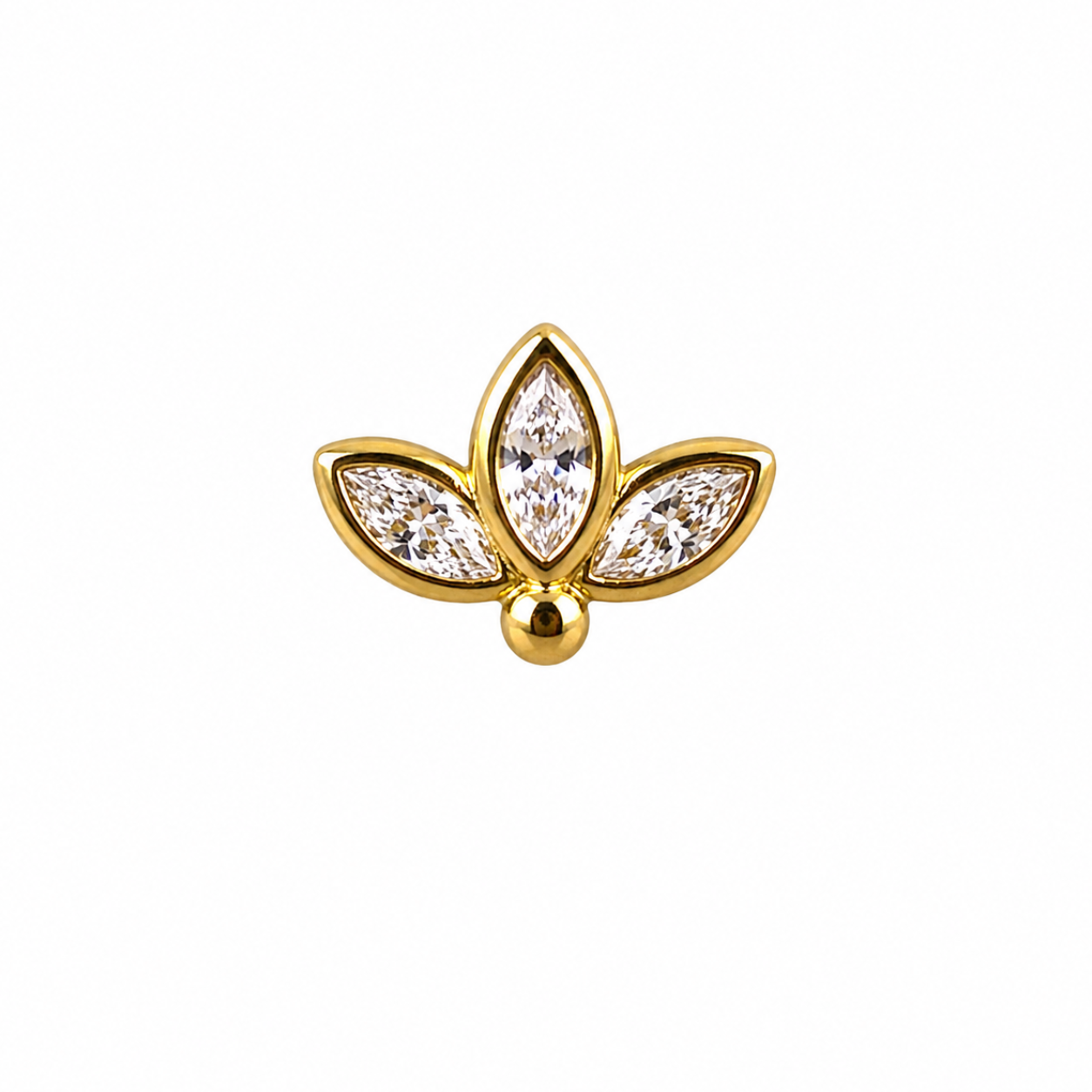 14K Gold Threadless Jeweled Top