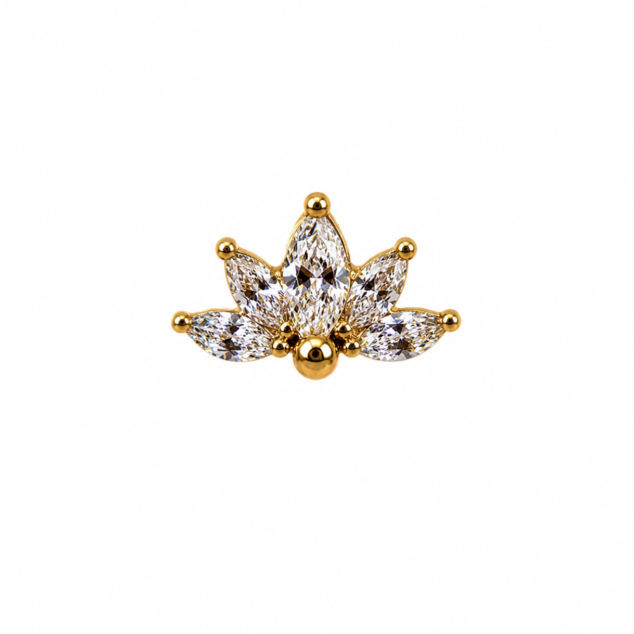 14K Gold Threadless Jeweled Top