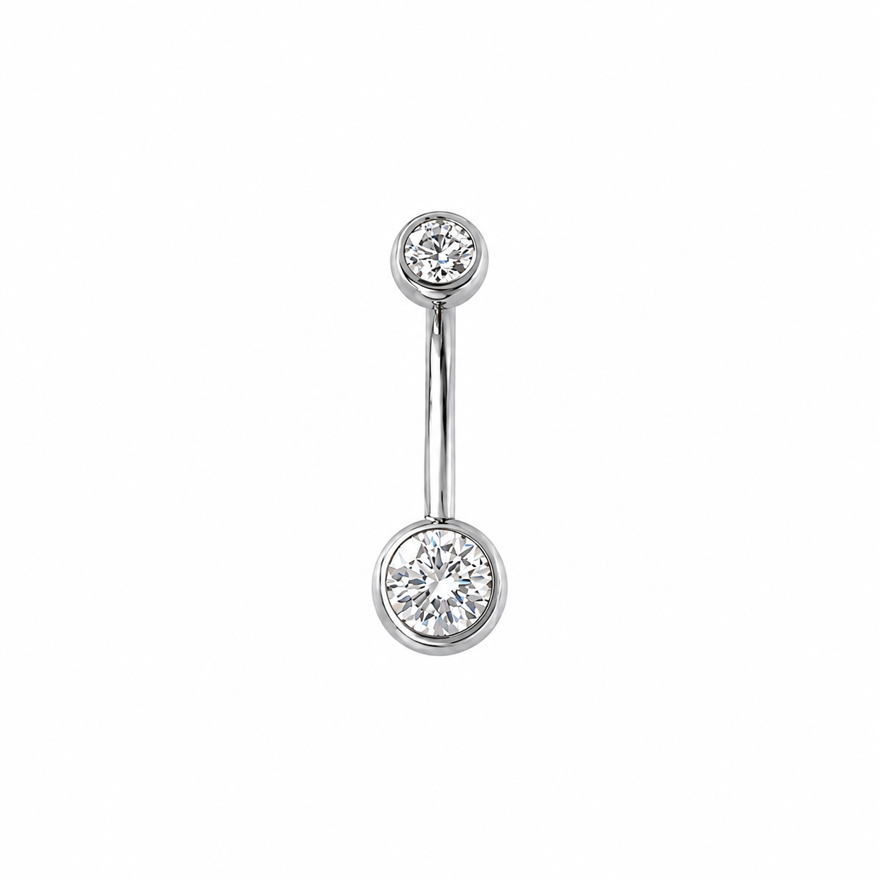 14G Titanium Internally Threaded Double Jeweled Curved Barbell 4/6mm ball