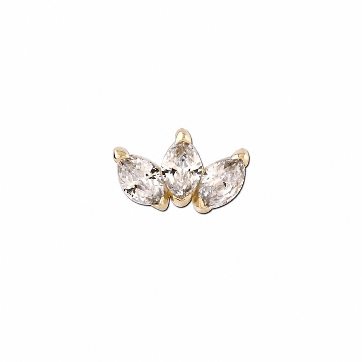14K Gold Threadless Jeweled Top - LOTUS