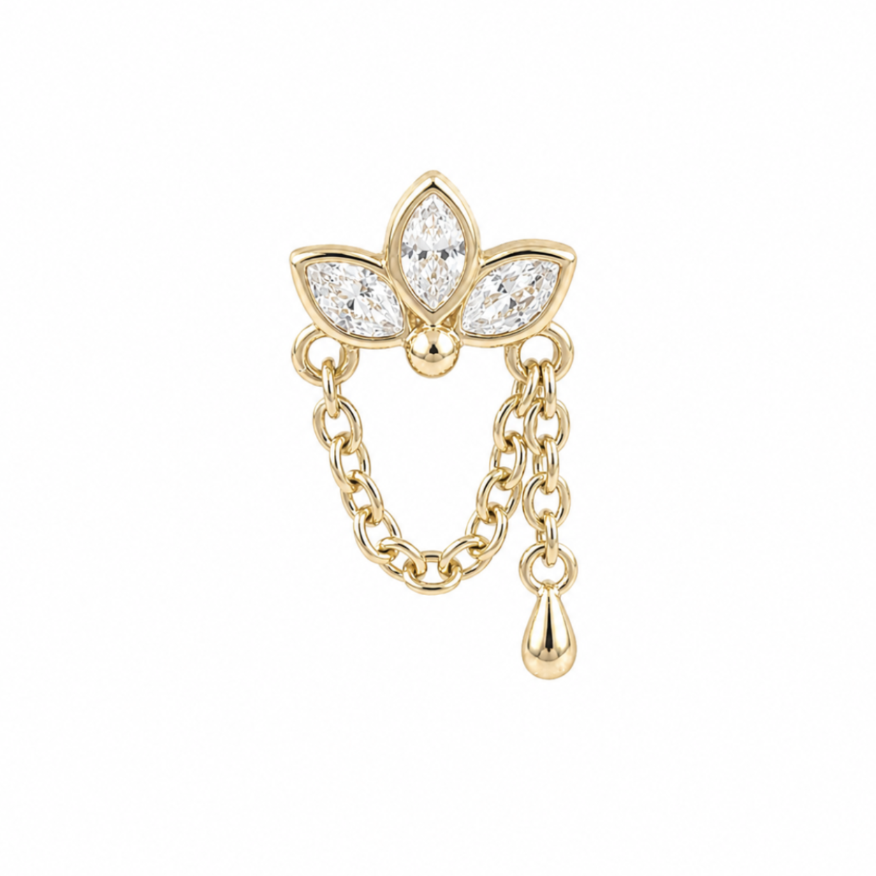 14K Gold Threadless Dangle Top