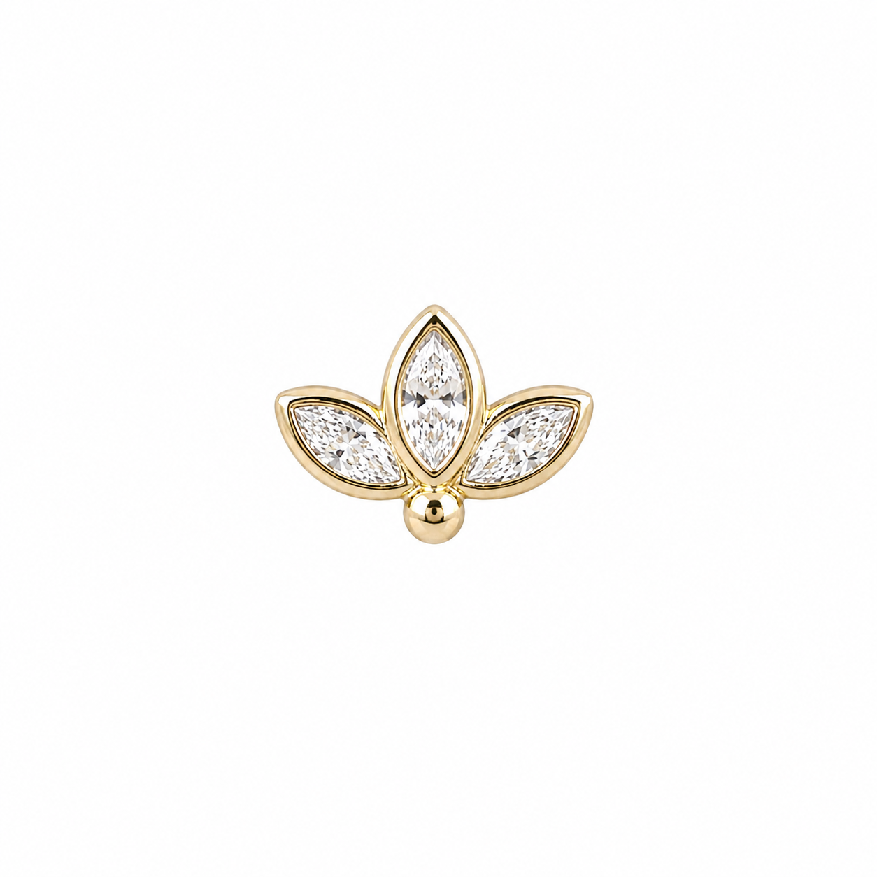 14K Gold Threadless Jeweled Top