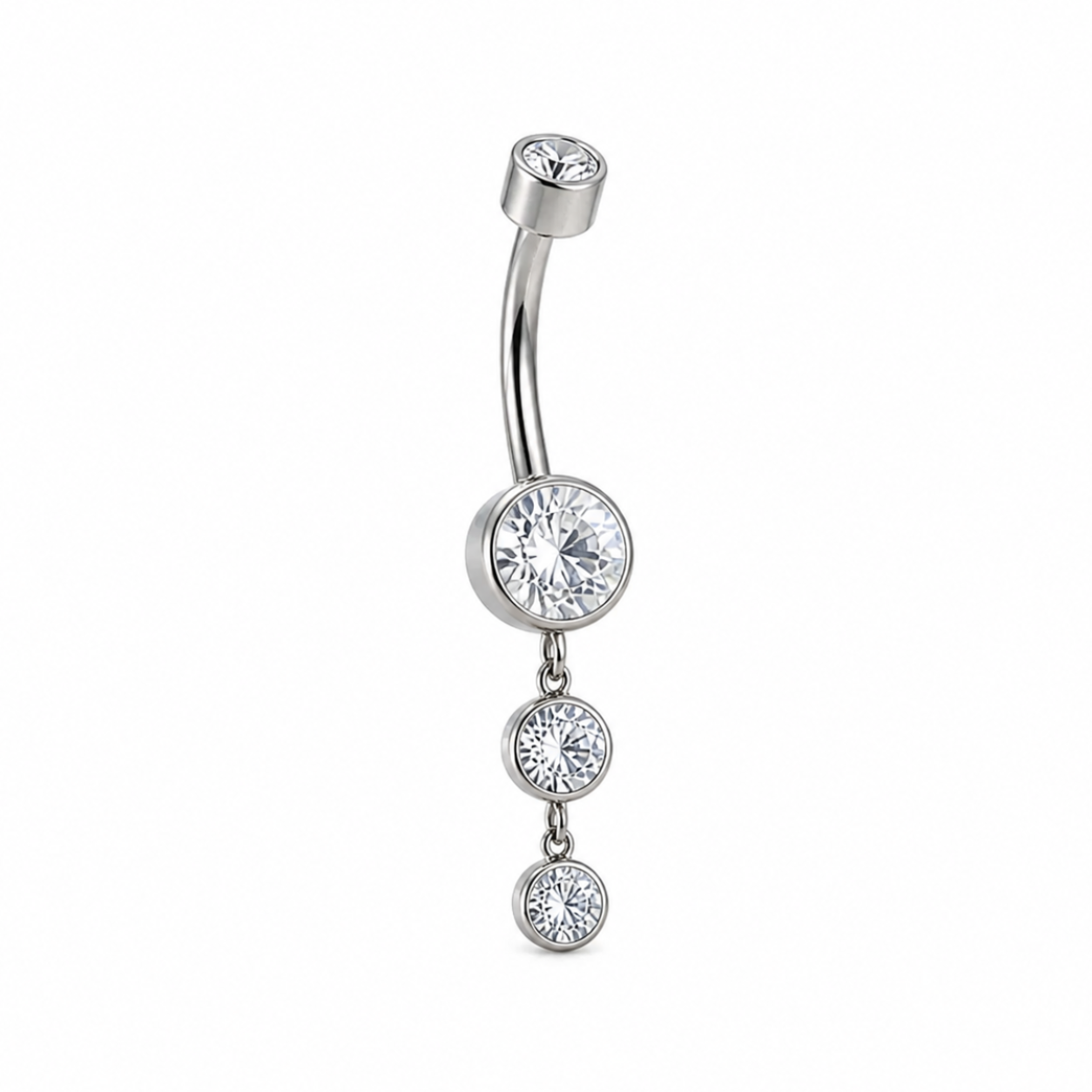 14G Titanium Internally Threaded Double Gem Dangling Navel