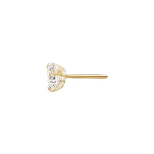 Gold PVD Titanium Threadless Jeweled 3 Prong Set Top