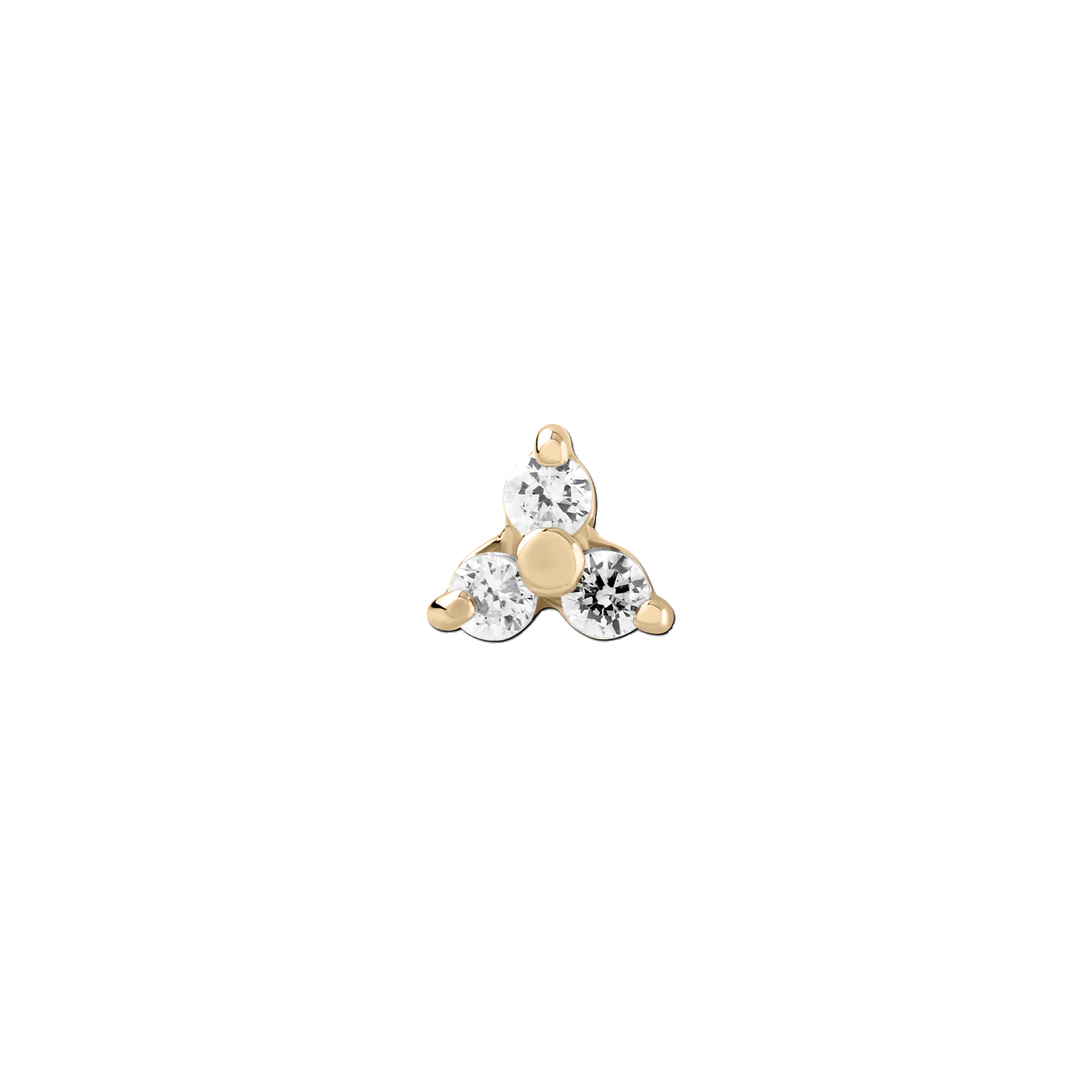 14K Gold Threadless Jeweled Top - TRINITY