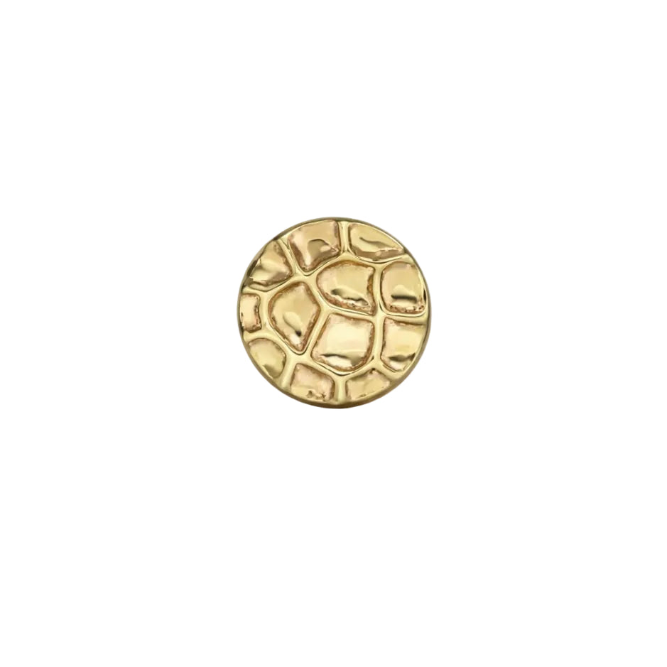 14k Solid Gold Threadless Top Hammered Disc
