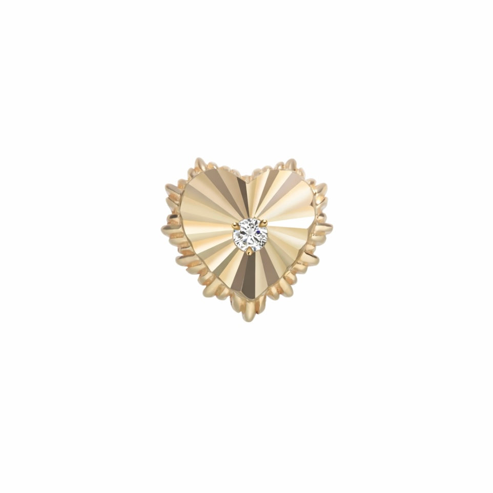 14K Gold Threadless Jeweled Top - Jeweled Radiant Heart