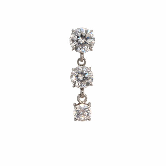 Titanium Threadless Dangle 3 Prong Top - 5/4/3mm Clear
