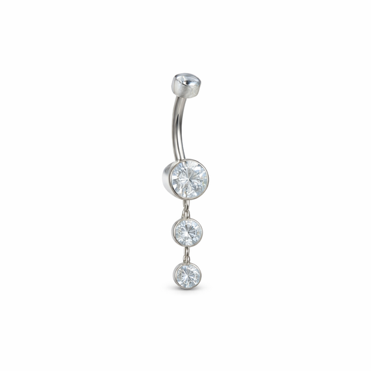 14G Titanium Internally Threaded Double Gem Dangling Navel