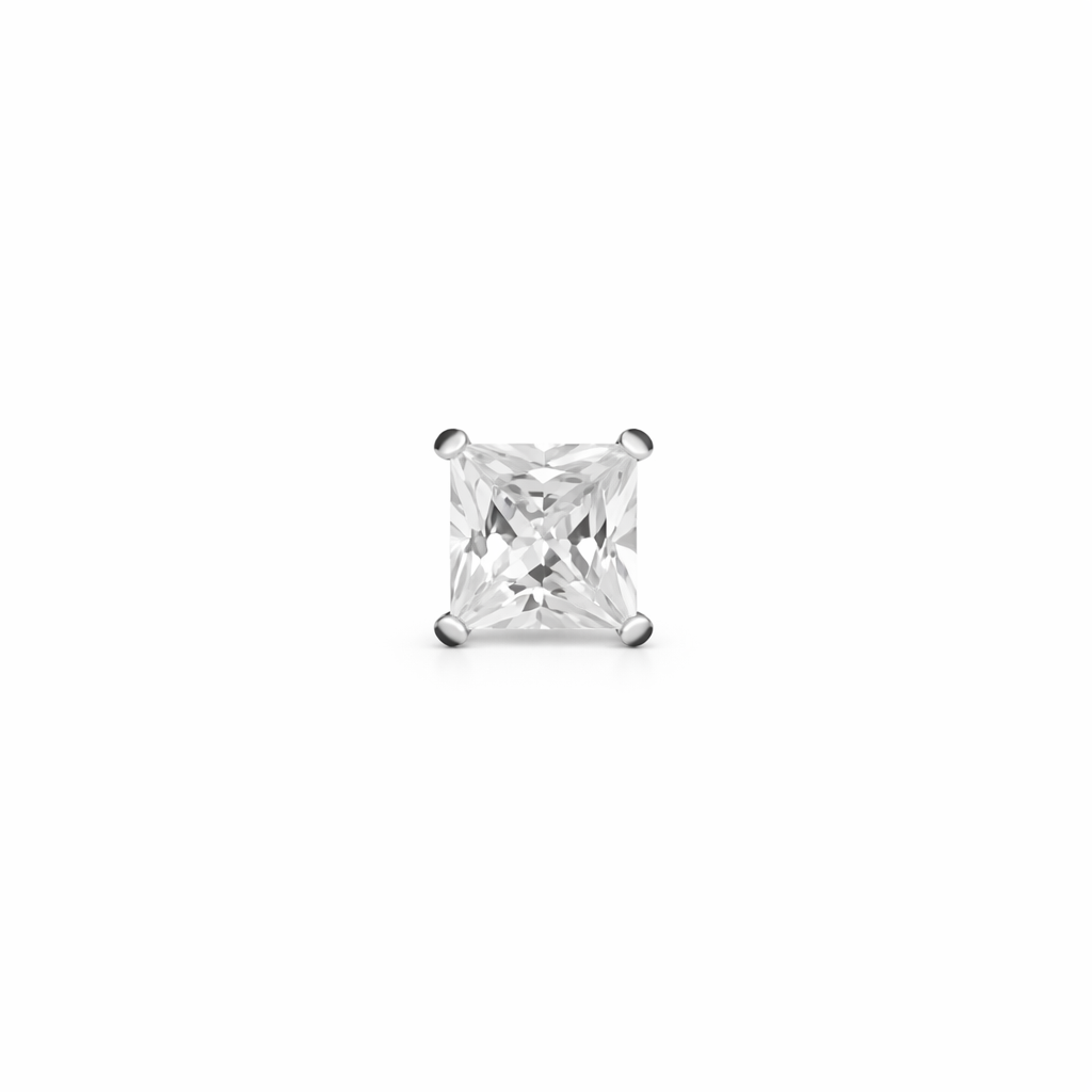 Titanium Threadless Jeweled 4 Prong Princess Cut Set Top
