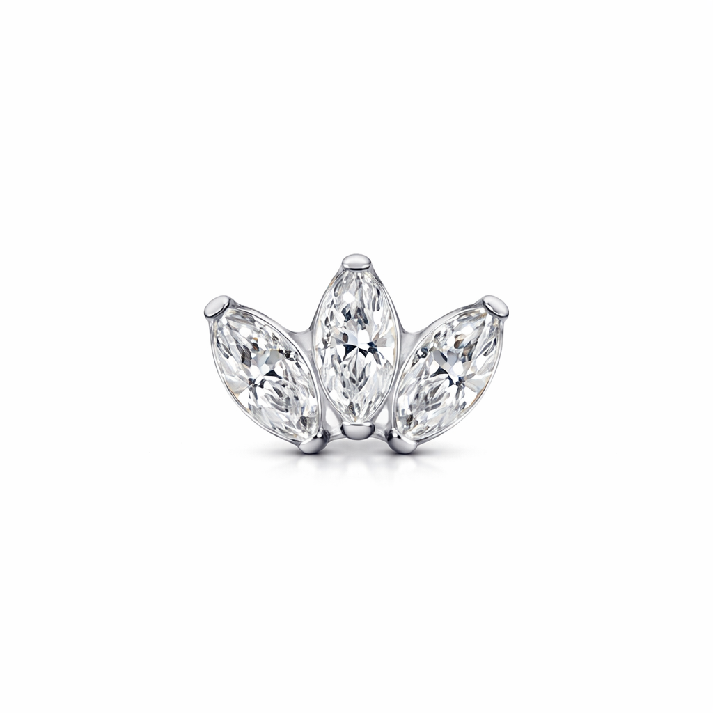 16G Titanium Internally Threaded Mini Marquise Fan CZ End