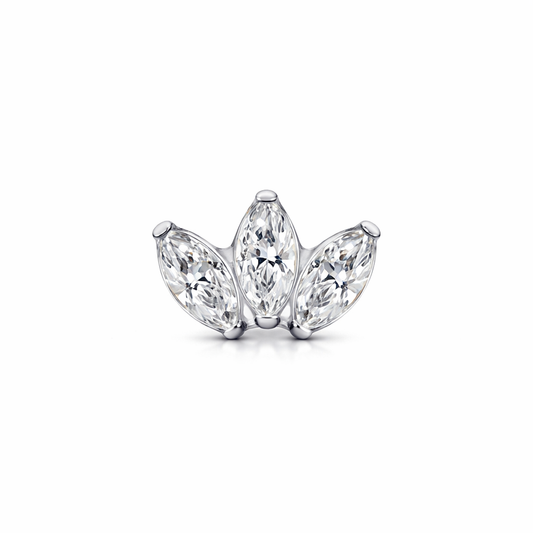 16G Titanium Internally Threaded Mini Marquise Fan CZ End