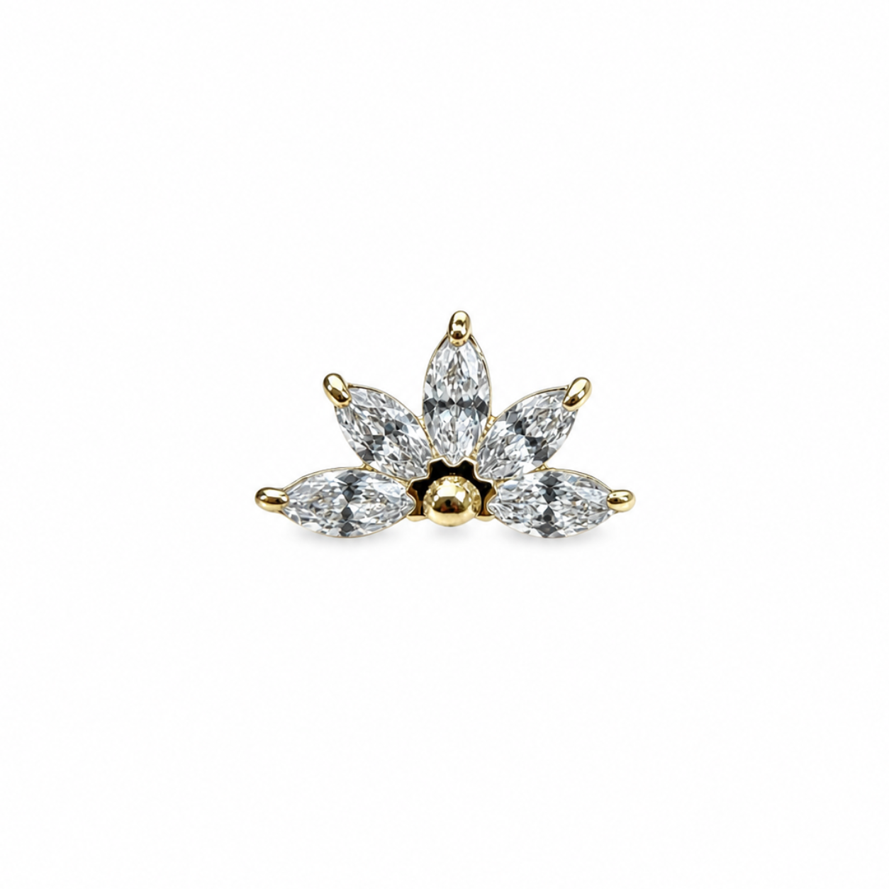 14K Gold Threadless Top - Lotus Marquise Gem Cluster