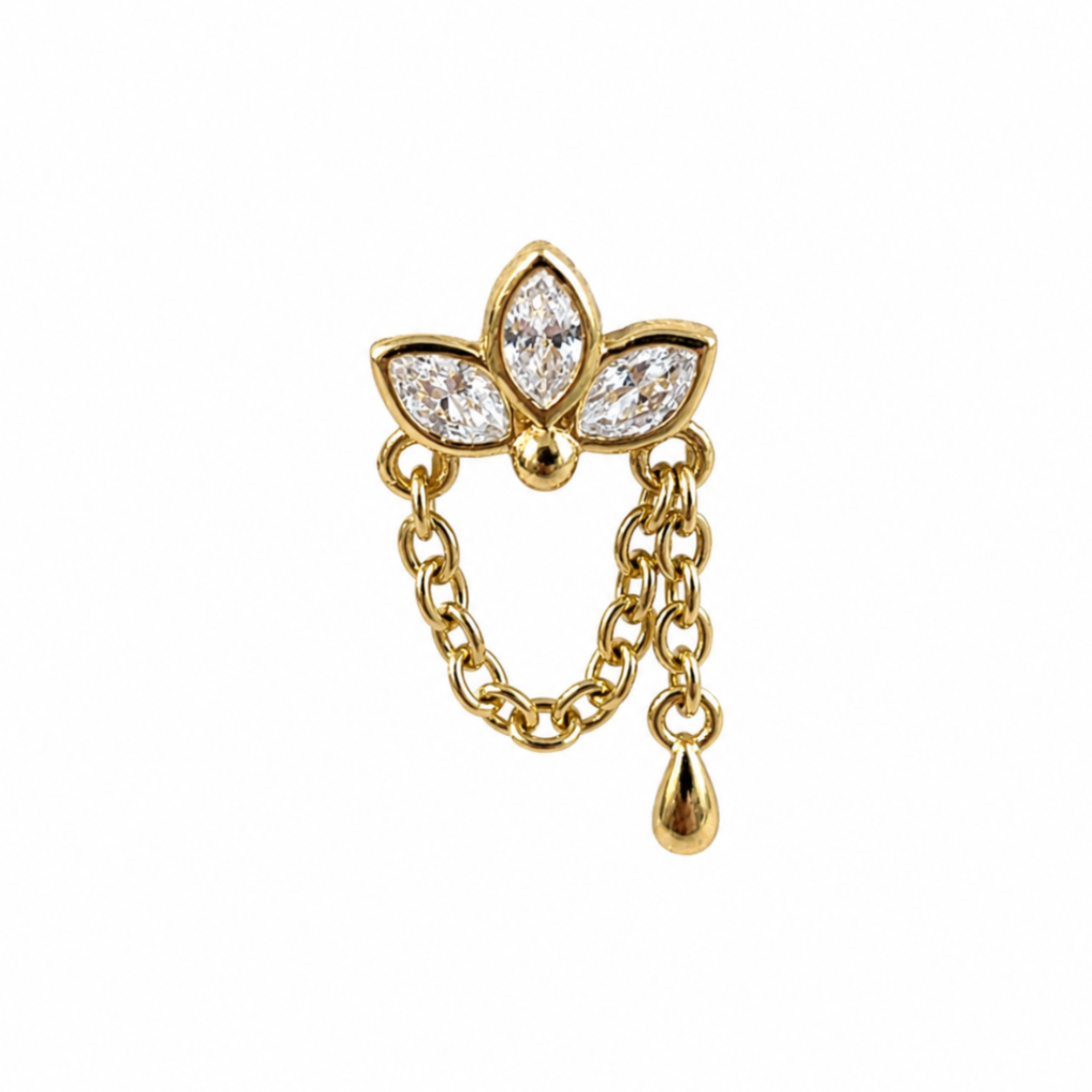 14K Gold Threadless Dangle Top