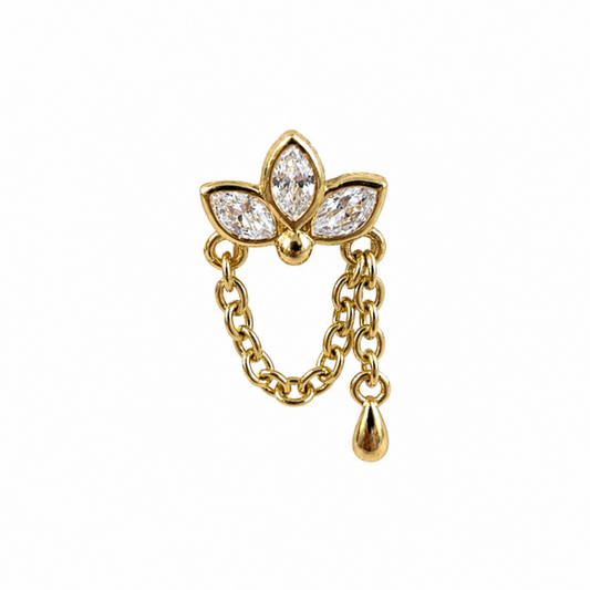14K Gold Threadless Dangle Top