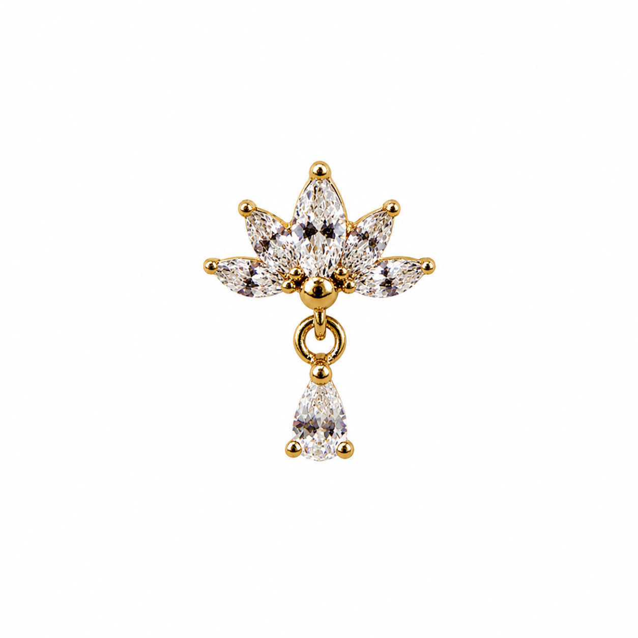 14K Gold Threadless Dangle Top