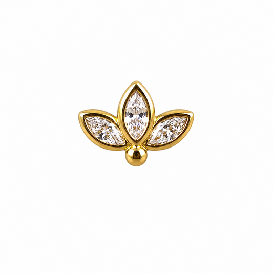 14K Gold Threadless Jeweled Top