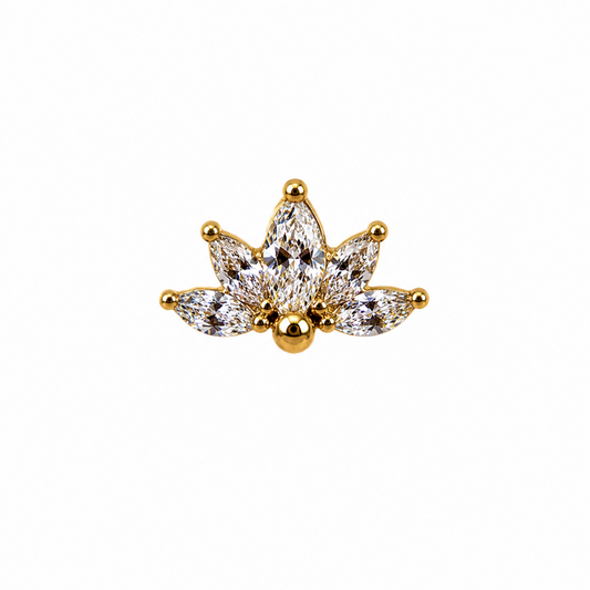 14K Gold Threadless Jeweled Top