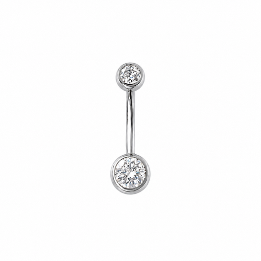 14G Titanium Internally Threaded Double Jeweled Curved Barbell 4/6mm ball