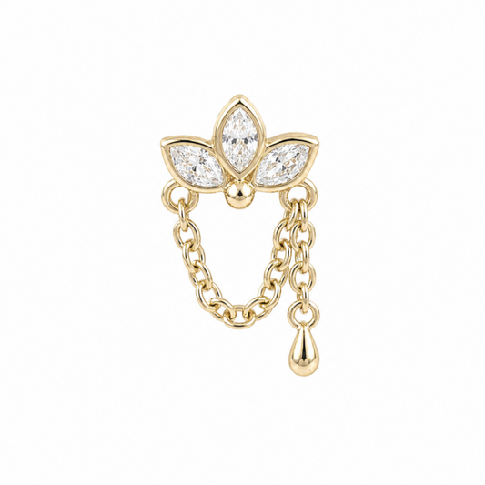 14K Gold Threadless Dangle Top