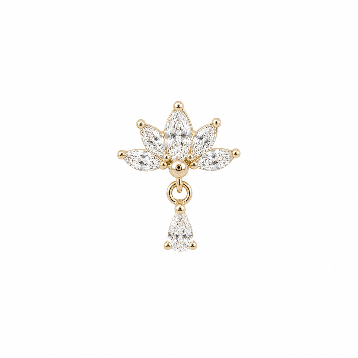 14K Gold Threadless Dangle Top