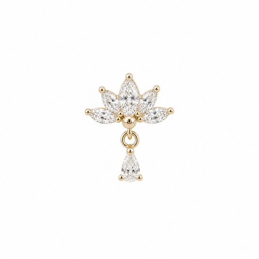 14K Gold Threadless Dangle Top