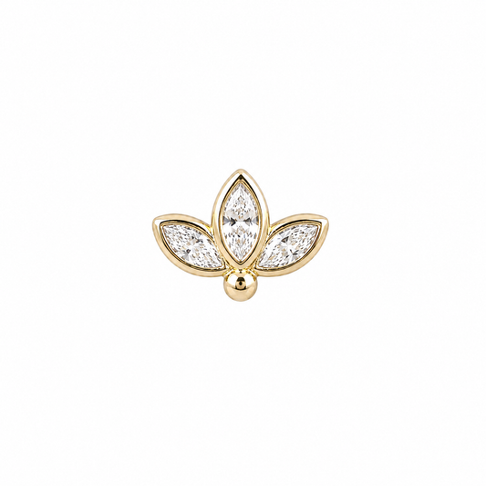 14K Gold Threadless Jeweled Top
