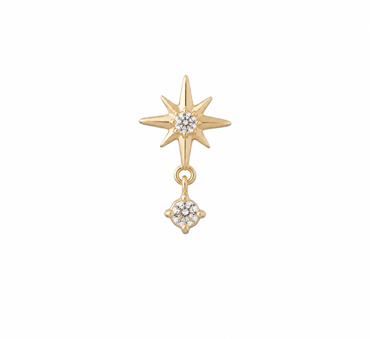 14K Gold Threadless Top - Starburst Drop Gem