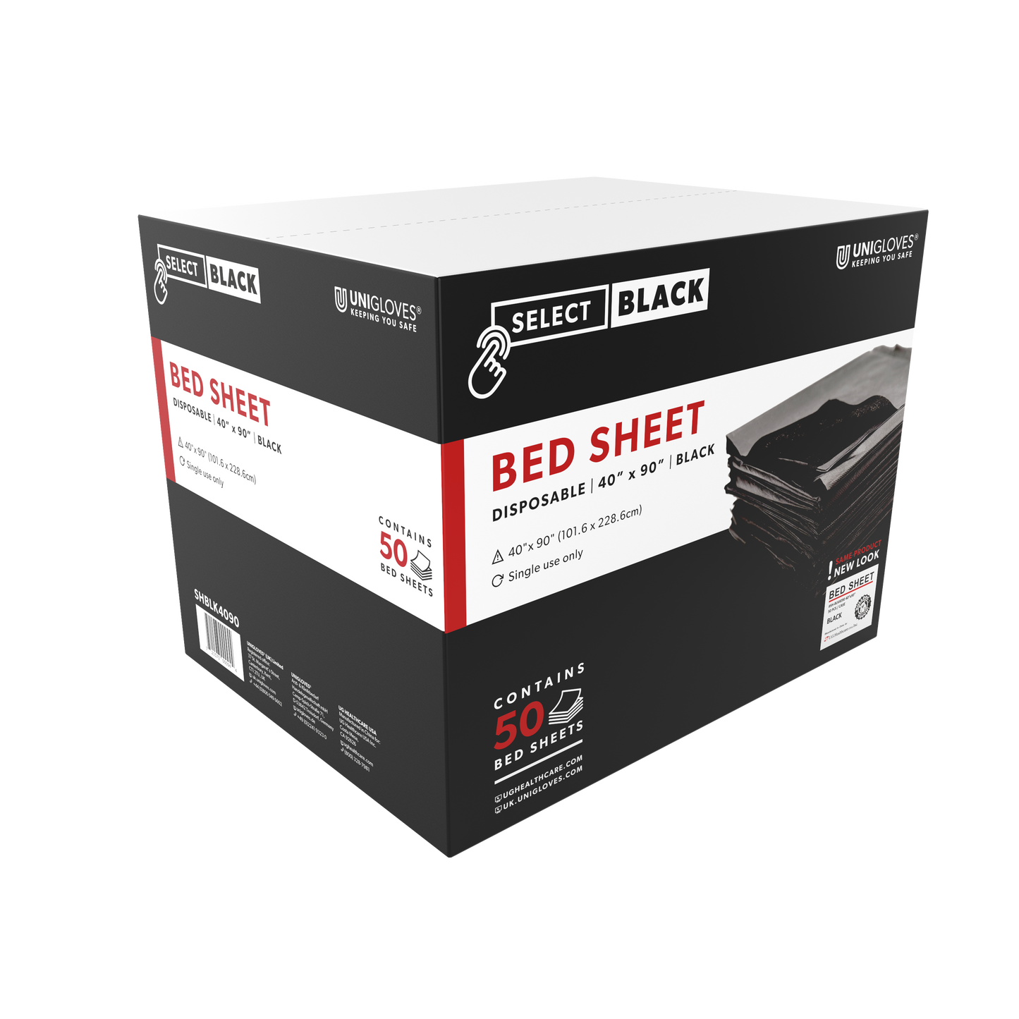 Unigloves Drape Sheet 40x90 Latex Free with Poly Barrier – Black 50pc Box