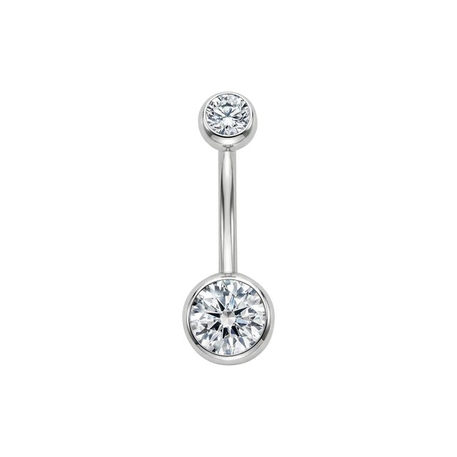 14G Titanium Internally Threaded Double Jeweled Curved Barbell