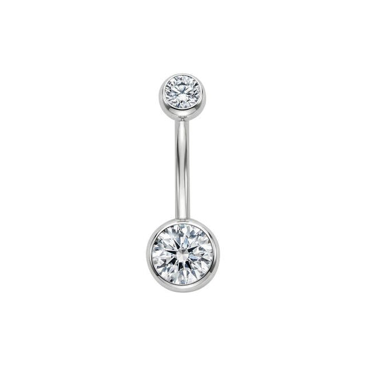 14G Titanium Internally Threaded Double Jeweled Curved Barbell