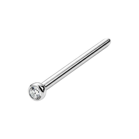 18G Titanium Straight Jeweled Nose Stud