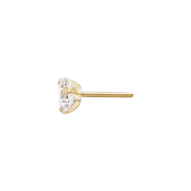 Gold PVD Titanium Threadless Jeweled 3 Prong Set Top